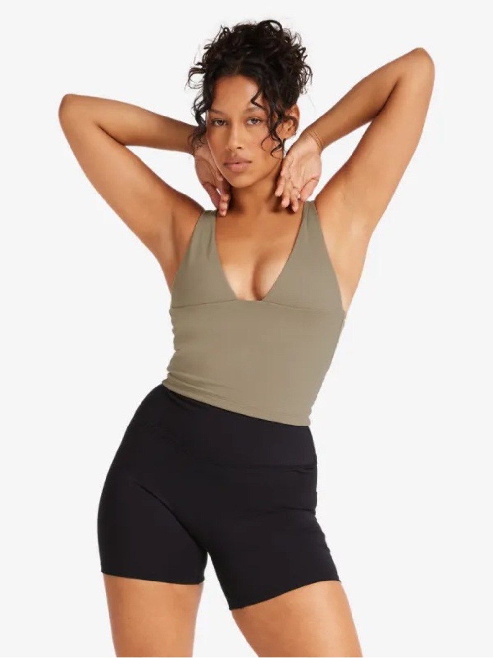 Crop Shop Boutique CSB IM Serenity Plunge Longline Tank Top Vintage Khaki